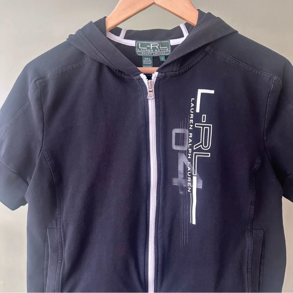 Lauren Ralph Lauren Active BlackWomen's Short Sleeve Zip-Up
Hoodie Sweatshirt XL - Picture 5 of 11